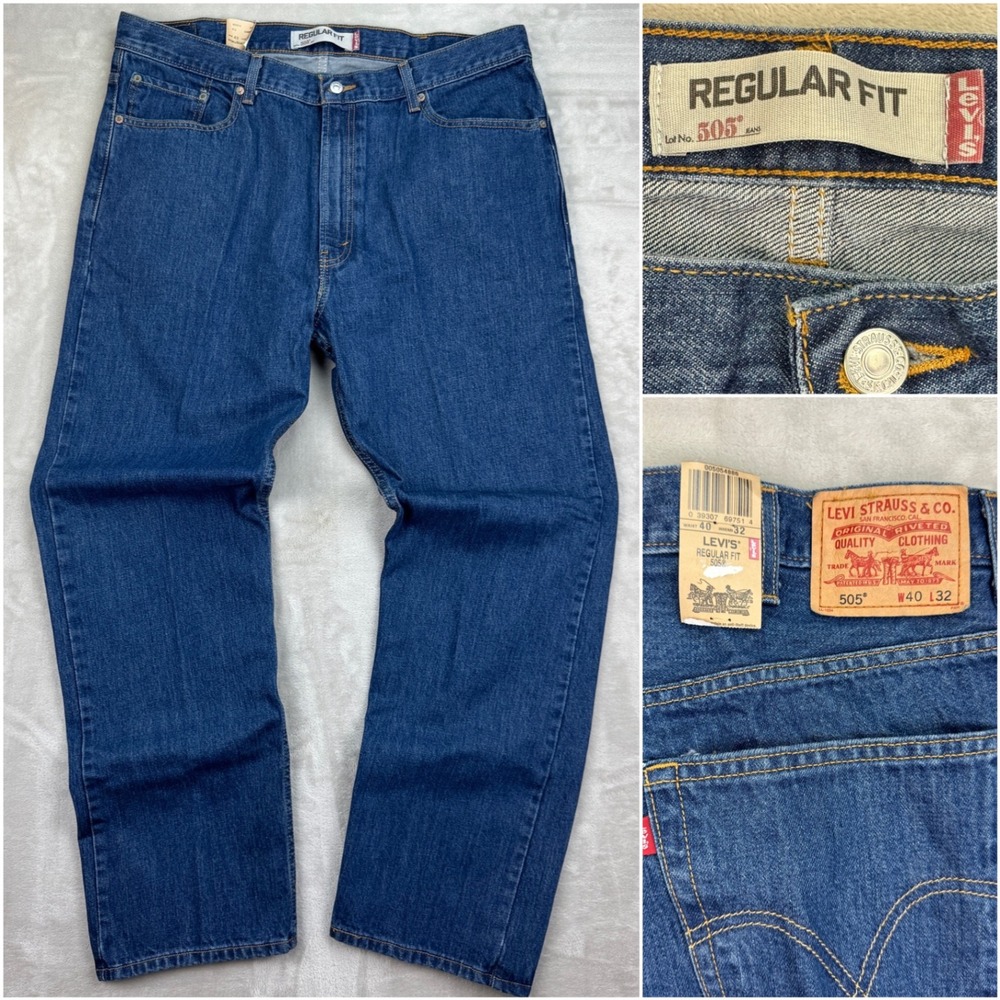 Levi's 505 Straight Leg Jeans Mens 40x32 Blue‎ Regular Fit Y2K Vintage NWT